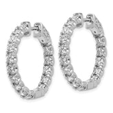 14k White Gold 2 3/4 carat Lab Grown Dia VS/SI+ G+ Round In and Out Safety Clasp Hoop Earrings
